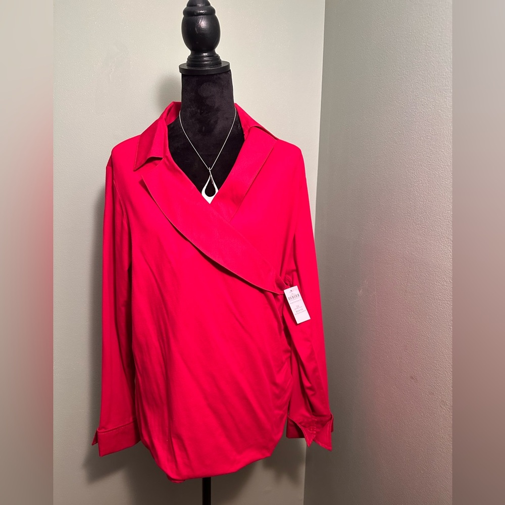 Coldwater Creek Red Blouse Plus Size 2X NWT ELEGANT